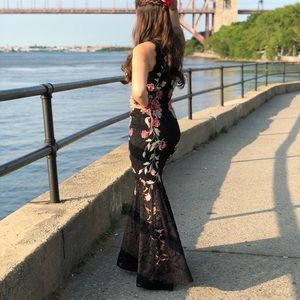 Floral Gothic Prom Dress